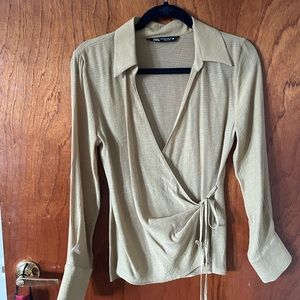 Zara Gauze Wrap button up top